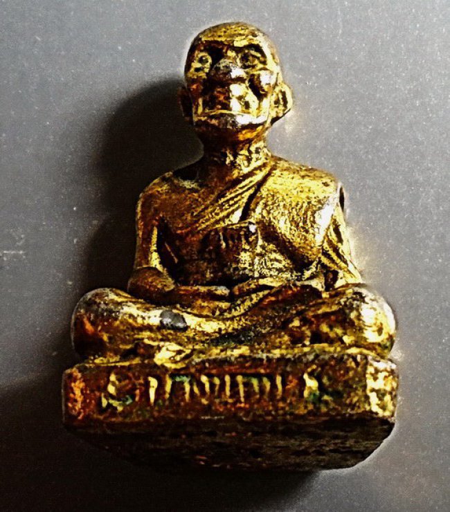 พระรูปหล่อ ลป.ทวด เนื้อตะกั่วชุบทอง วัดบางนอน ปี 2535